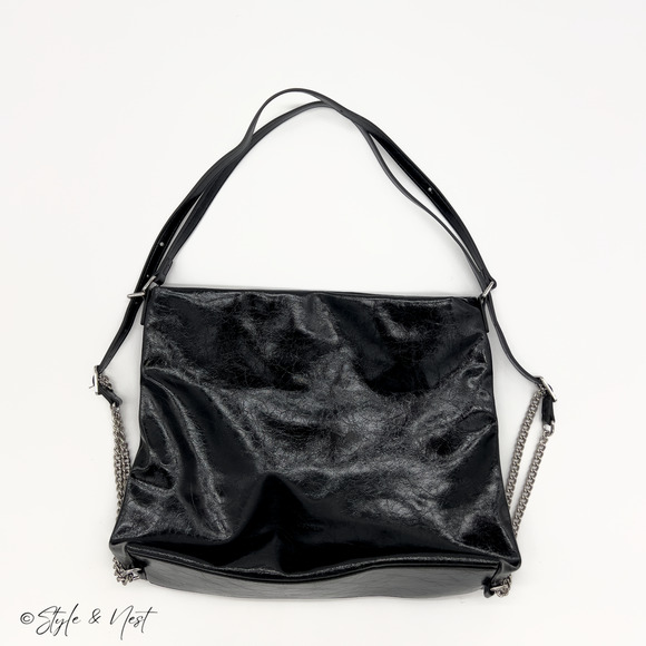 Leather Y2K Revival Large Satchel Women's Hobo Tote Convertible Slouchy Handbag - Picture 2 of 8